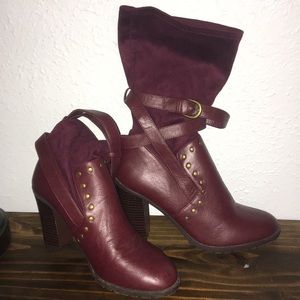 Burgundy Studded Boots